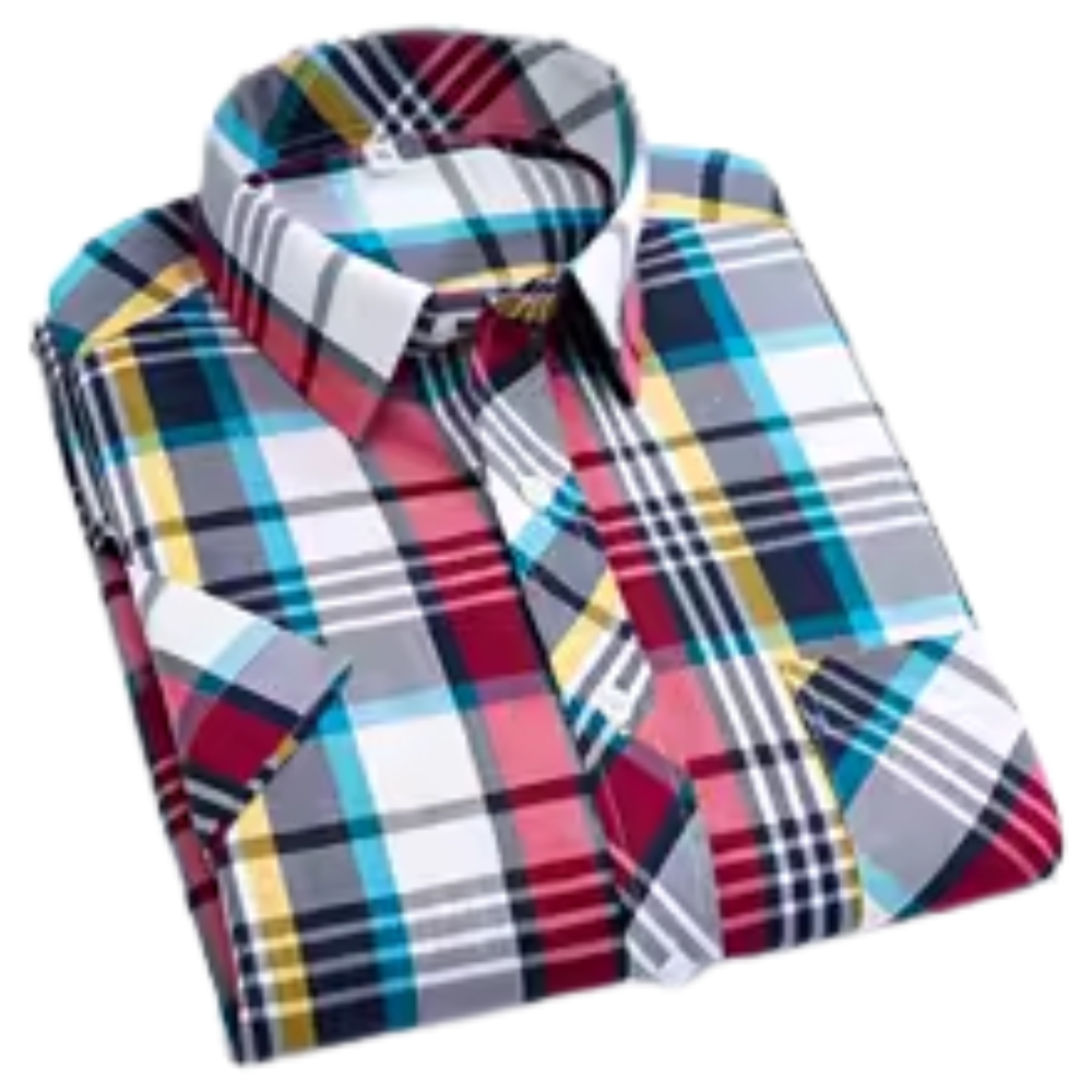 Chemise en coton à carreaux manches courtes