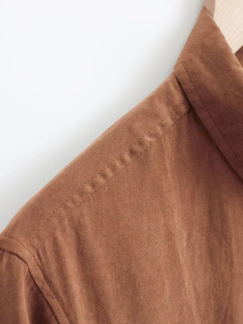 Chemise Casual en Coton à Manches Courtes