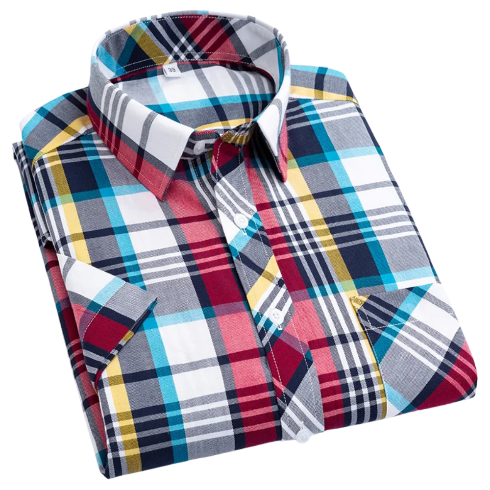 Chemise en coton à carreaux manches courtes