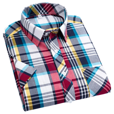 Chemise en coton à carreaux manches courtes