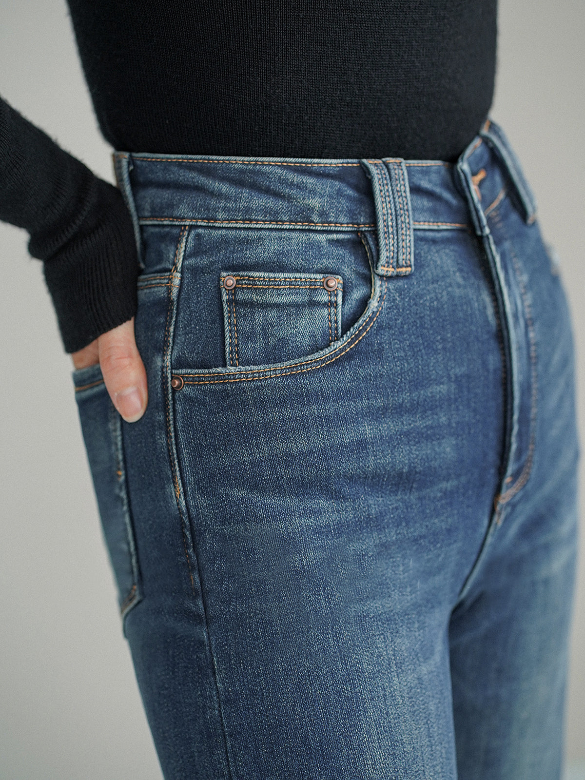 Jean bootcut taille mi-haute