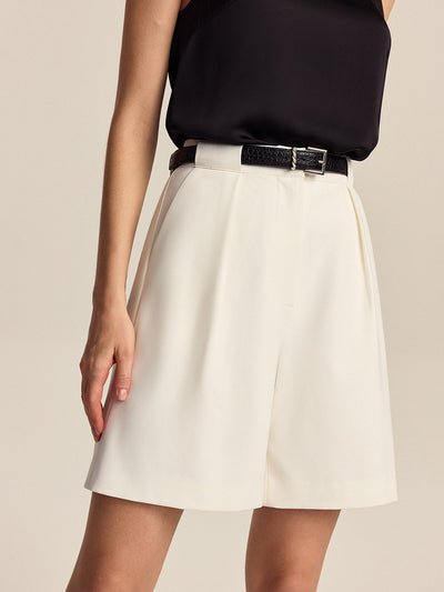 Geplooide Mid-Waist Shorts met Riem