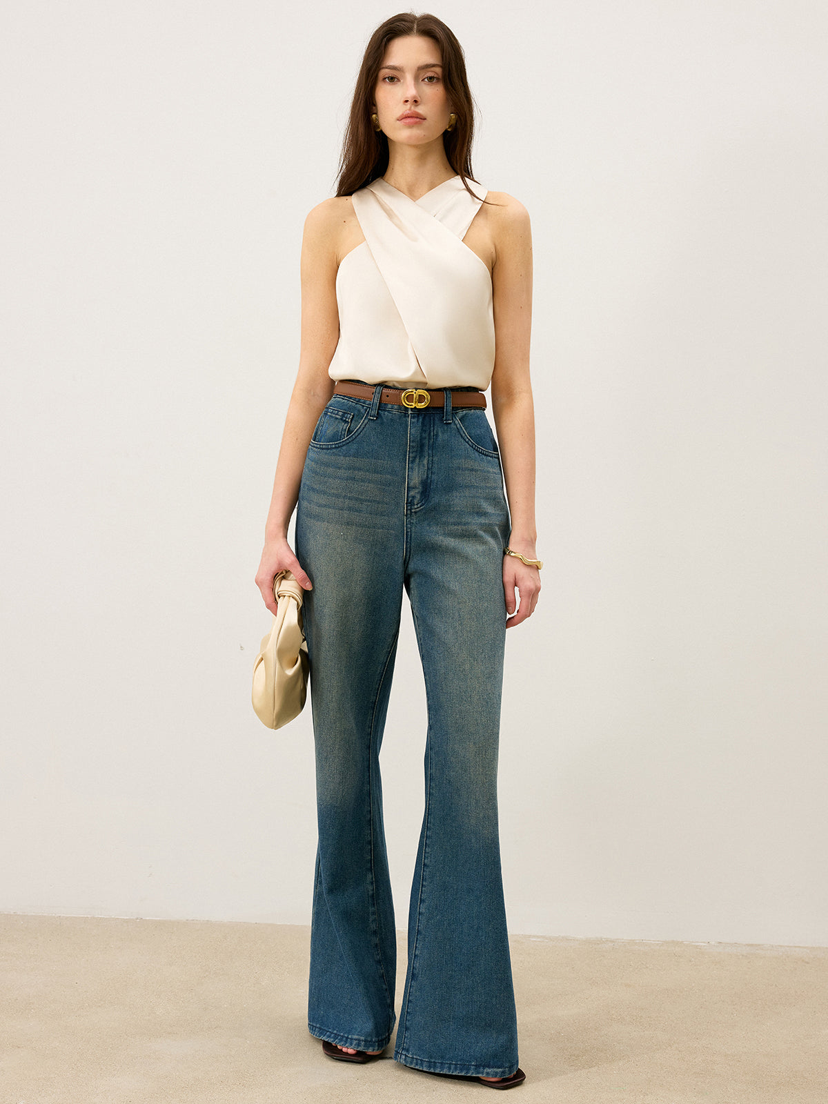 Satijnen Cross-Over Collar Tanktop