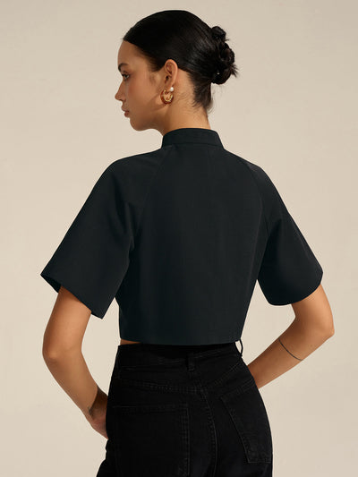 Cropped Blouse met Metalen Details