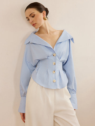 Gestreept Overhemd met Taille Accent