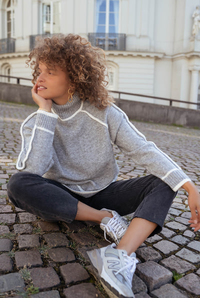 Amelie™ | Grijze gebreide trui