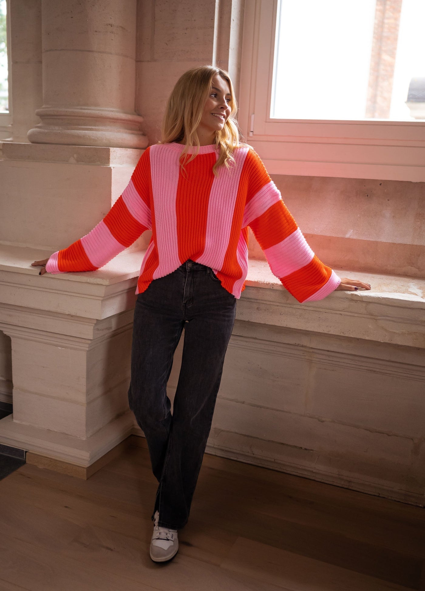 Pauline™ | Gebreide trui met gekleurde strepen