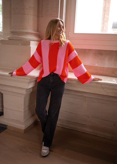 Pauline™ | Gebreide trui met gekleurde strepen