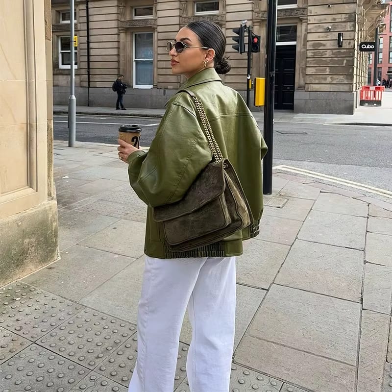 Simone – Oversized leren jas