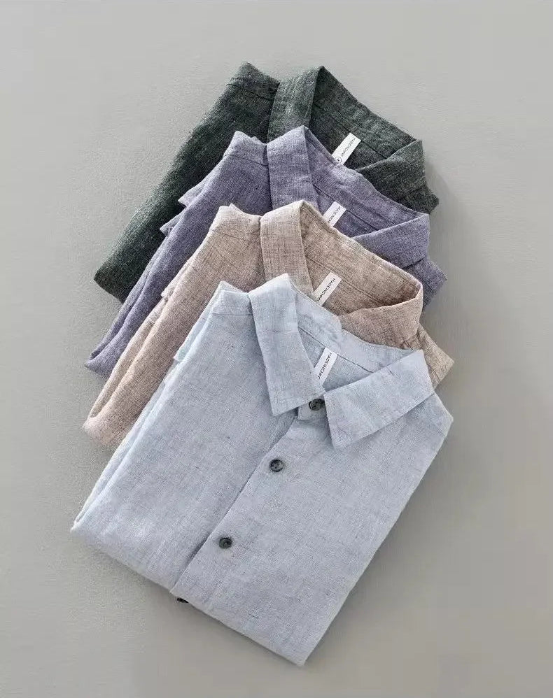 Chemise en lin à manches courtes