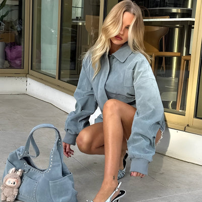 Lea - Oversized suède  herfstjas