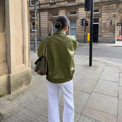 Simone – Oversized leren jas