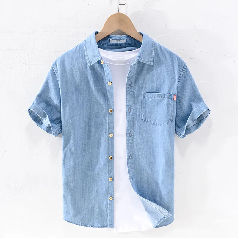 Chemise en denim à manches courtes