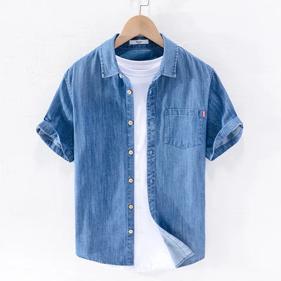 Chemise en denim à manches courtes
