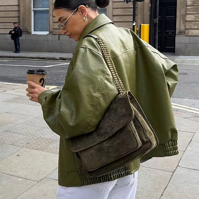 Simone – Oversized leren jas