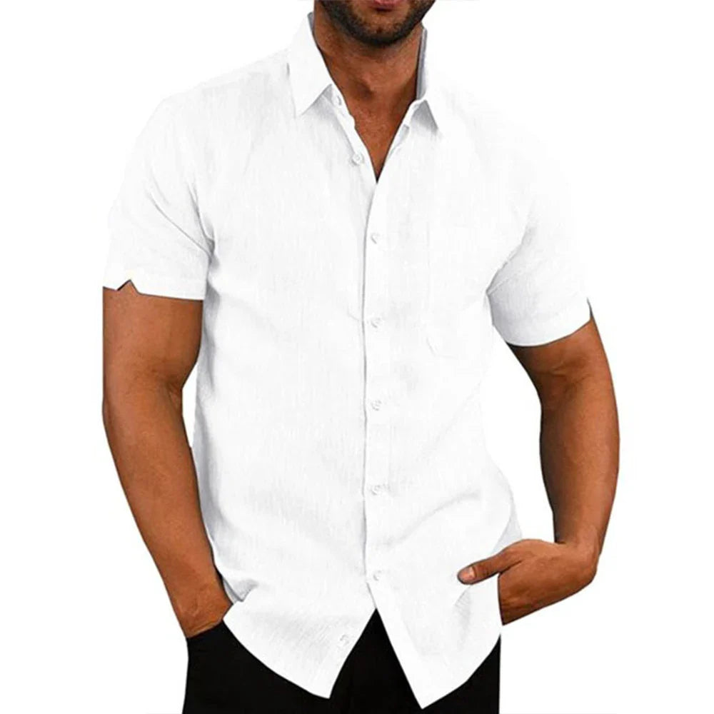 Chemise courte en coton-lin