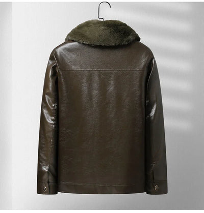 Veste en Cuir Doublée en Fleece Épais