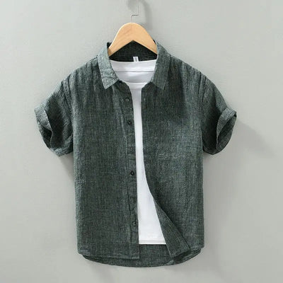 Chemise en lin à manches courtes