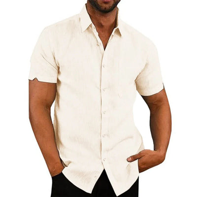 Chemise courte en coton-lin