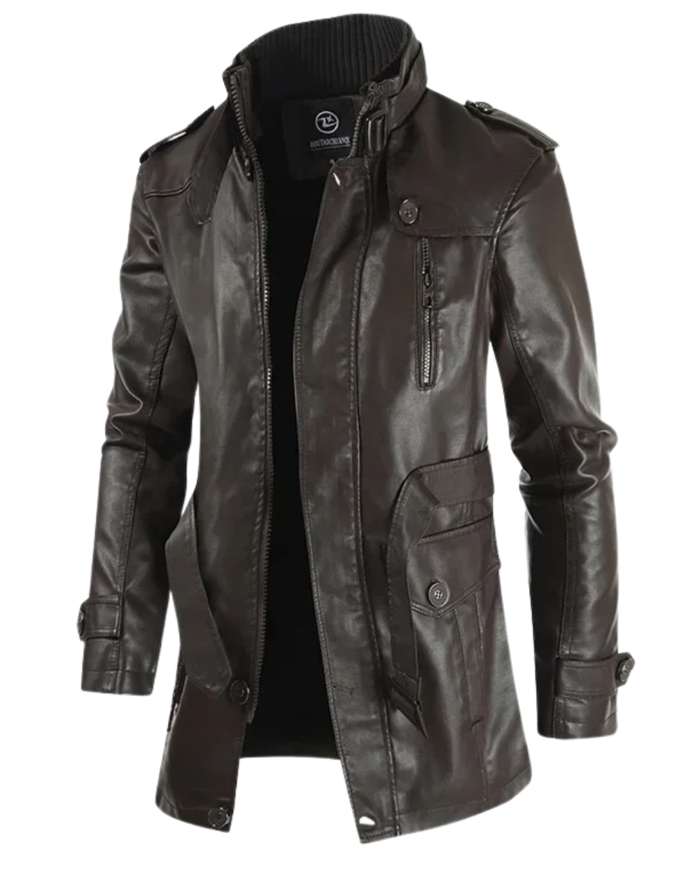 Veste biker longue en cuir élégante