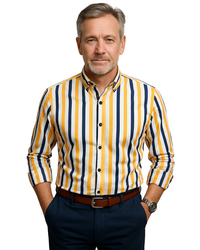 Chemise décontractée à rayures pour hommes