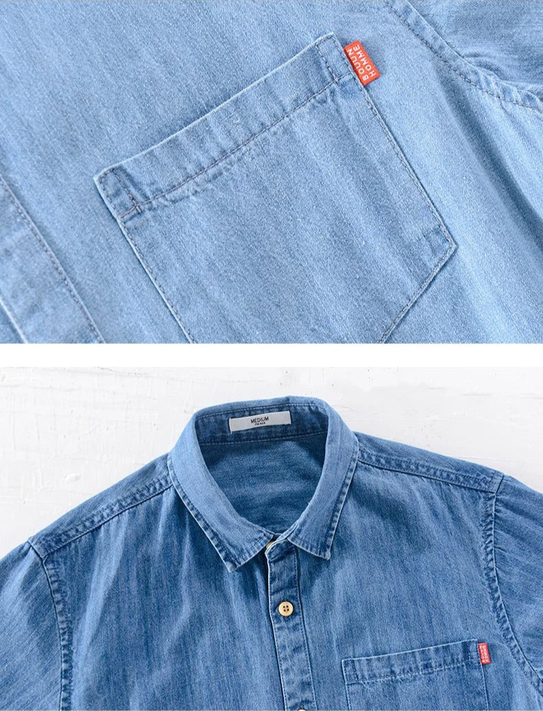Chemise en denim à manches courtes
