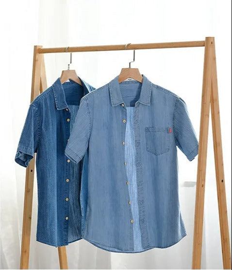 Chemise en denim à manches courtes