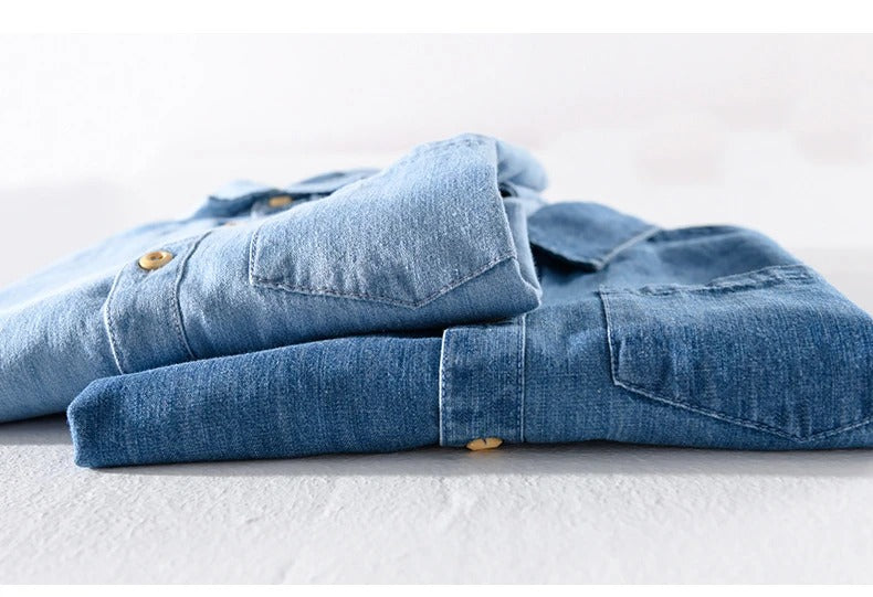 Chemise en denim à manches courtes