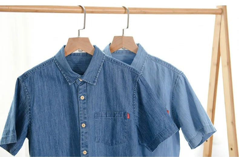 Chemise en denim à manches courtes