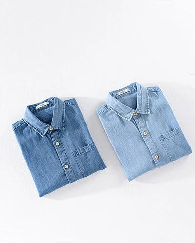 Chemise en denim à manches courtes