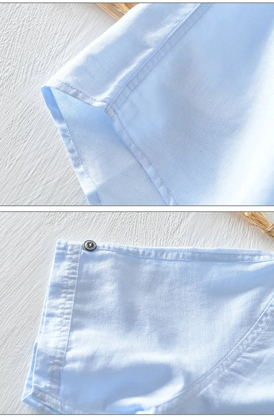 Chemise en coton et lin à manches courtes