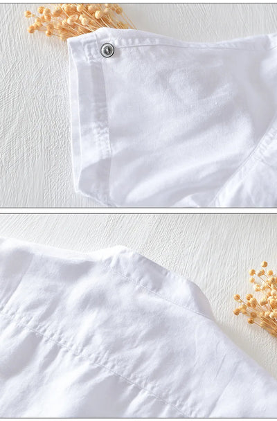 Chemise en coton et lin à manches courtes