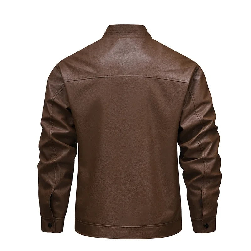 Veste en cuir vintage doublée de fleece