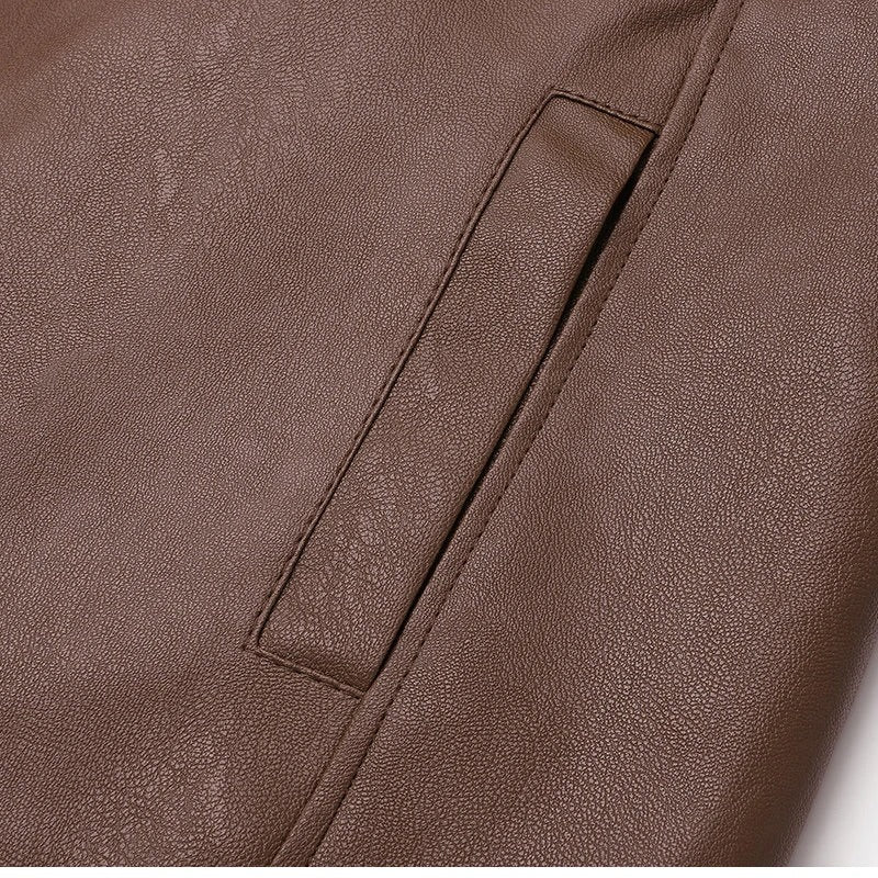 Veste en cuir vintage doublée de fleece