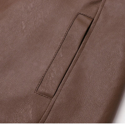 Veste en cuir vintage doublée de fleece