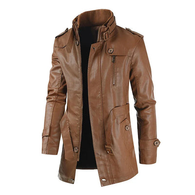 Veste biker longue en cuir élégante