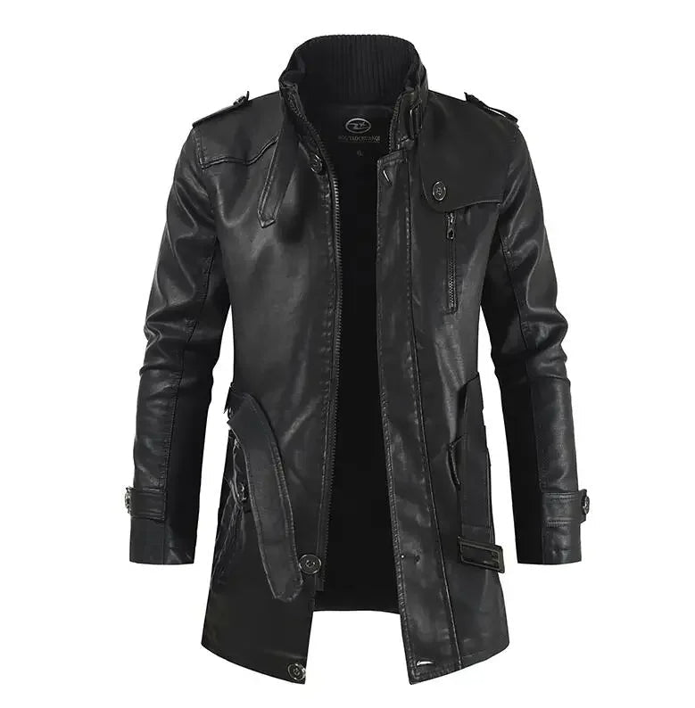 Veste biker longue en cuir élégante
