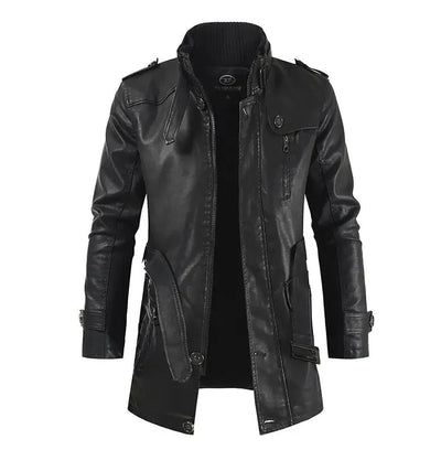 Veste biker longue en cuir élégante