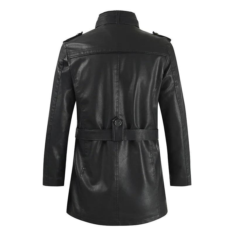 Veste biker longue en cuir élégante