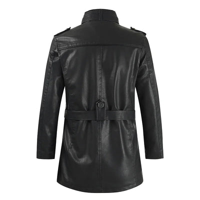 Veste biker longue en cuir élégante