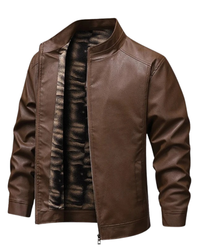 Veste en cuir vintage doublée de fleece